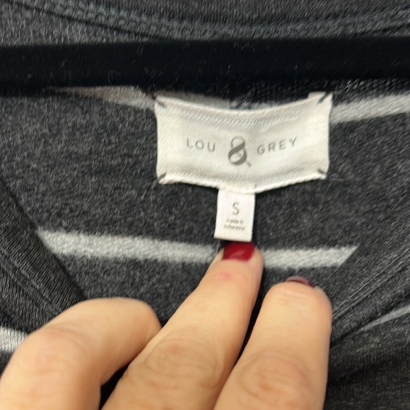 Lou & Grey Striped Grey White Super Soft Midi Dress Size Small - Picture 3 of 5